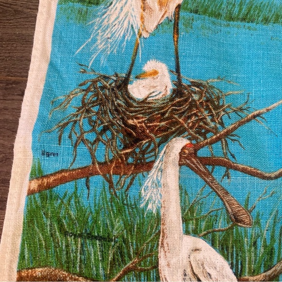 Vintage Linen Tea Towel Australian Water Birds made in Poland can be framed - Picture 4 of 8